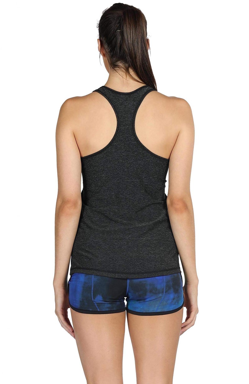 icyzone Workout Tank Tops for Women - Racerback Athletic Yoga Tops, Running Exercise Gym Shirts(Pack of 3)(S, Black/Granite/Blue) - Image 3